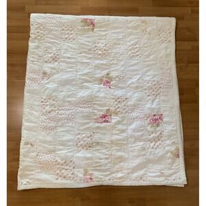 Rachel Ashwell Simply Shabby Chic Chenille Patchwork Pink Roses Quilt - Queen